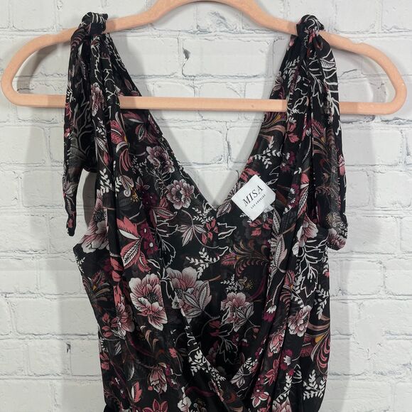 Misa Bodysuit Women XS Sleeveless Sheer Floral Cottage Whimsical Prairie Top - Picture 2 of 16